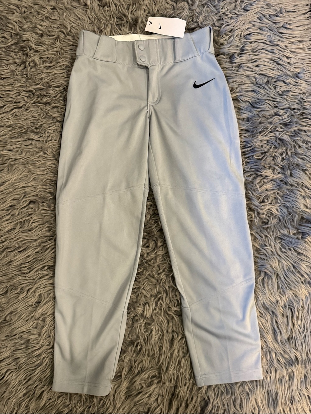 Nike Kids Light Gray Baseball Pants  with Black Swoosh